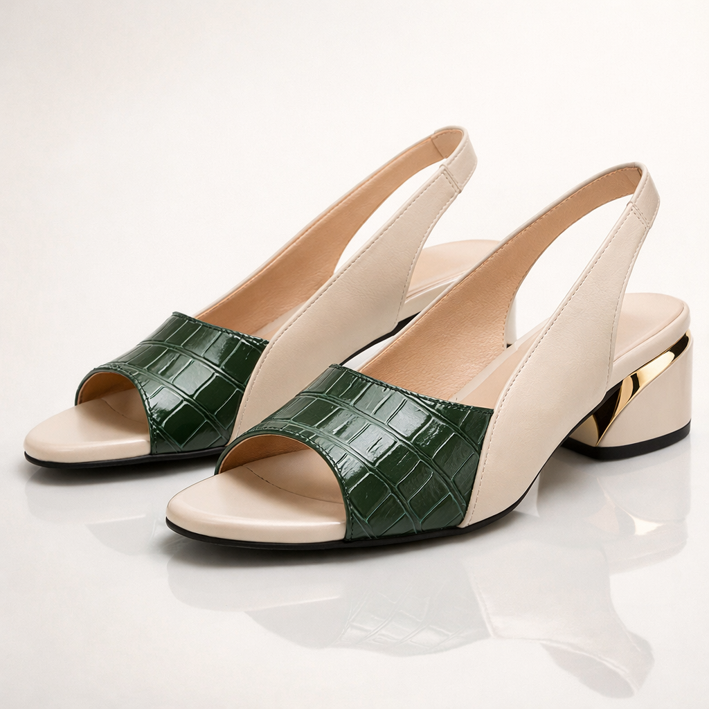 Riviera Croc-Accent Slingback Sandals