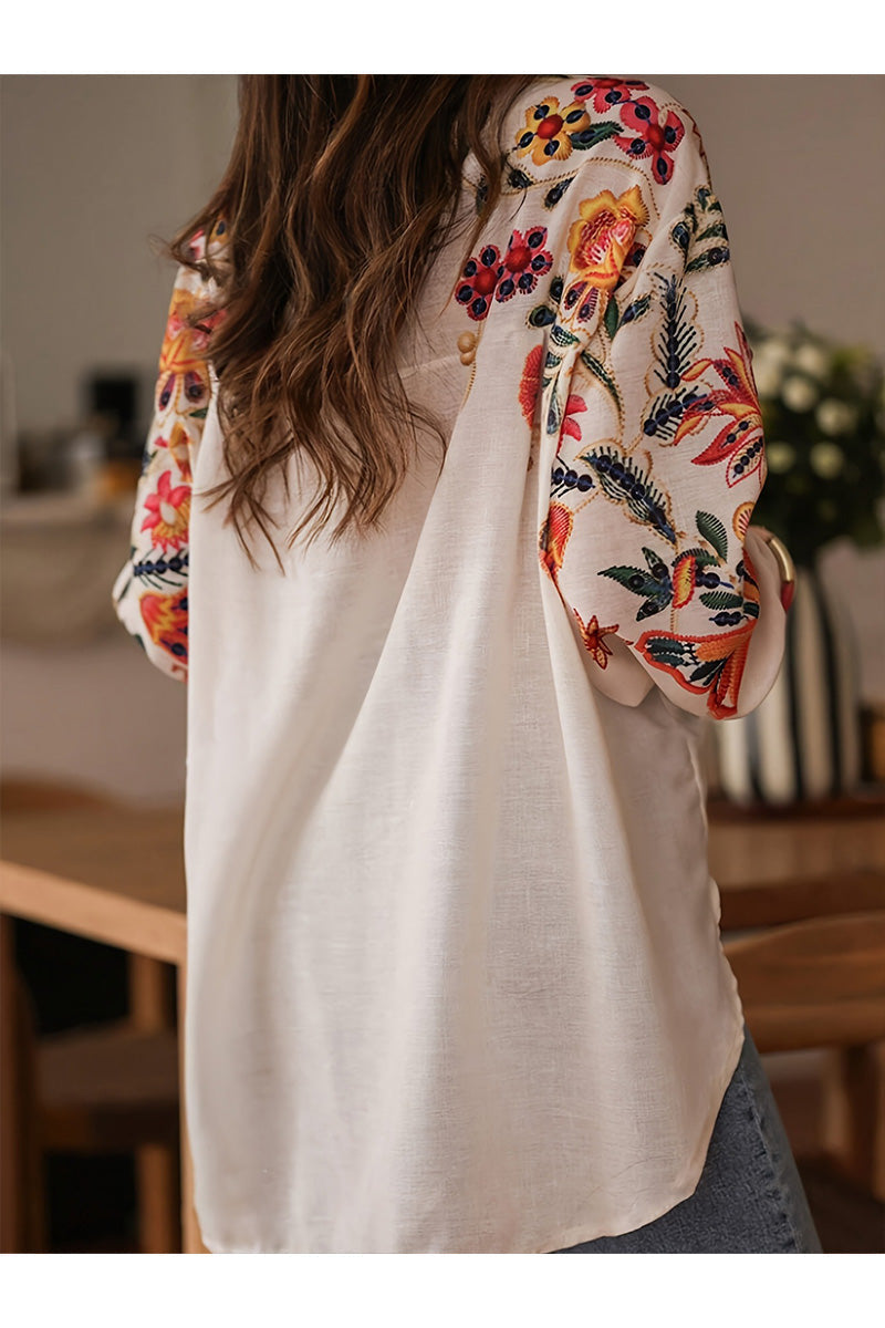 Fabienne - Embroidered Floral Shirt – A Hint of the Mediterranean in Every Detail