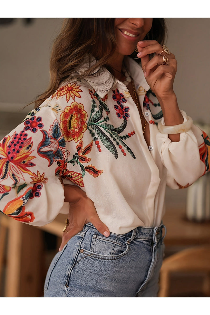Fabienne - Embroidered Floral Shirt – A Hint of the Mediterranean in Every Detail