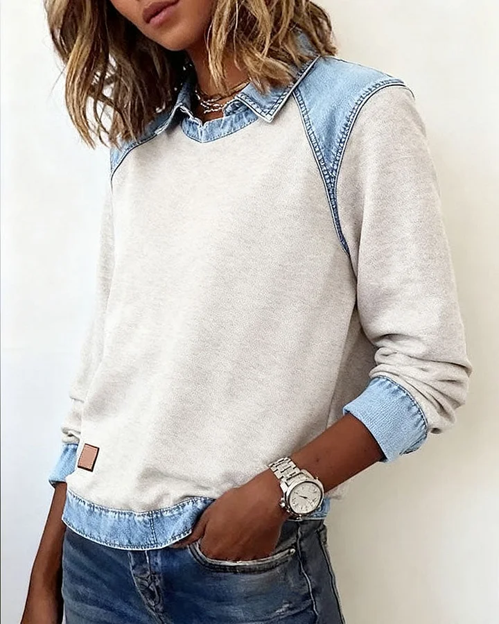 Norvella - Elegant Long Sleeve Blouse with Lapel Collar