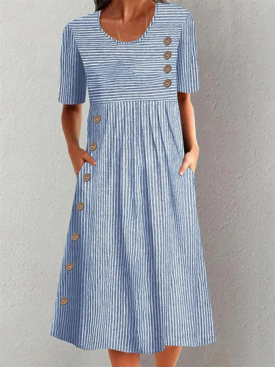 Lunara - Striped cotton midi dress