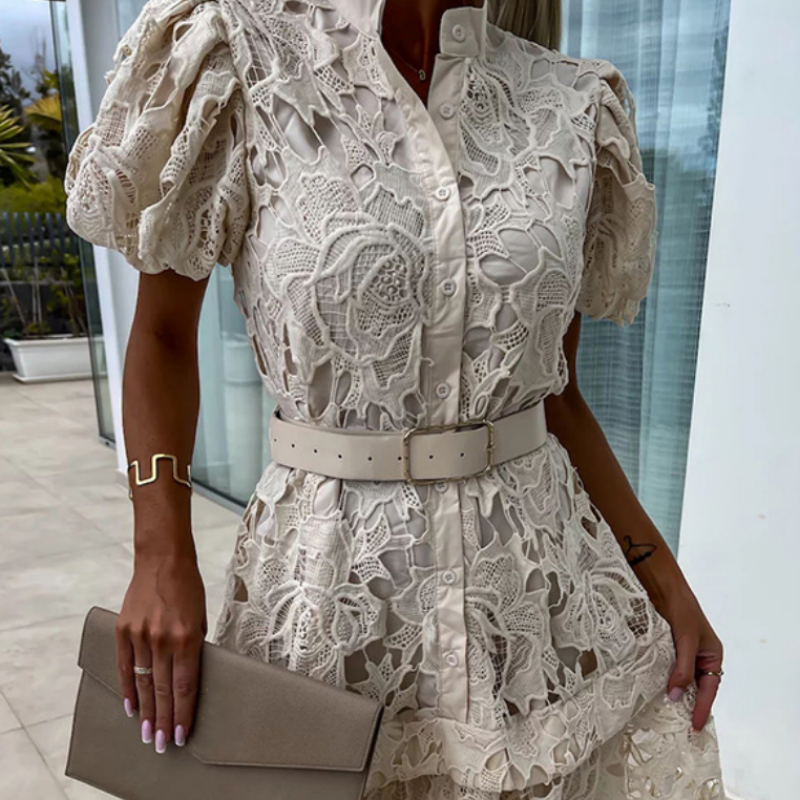 Nikita - Women's Retro Hollow Lace Short Sleeve Dress