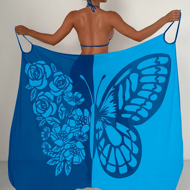 Kassara Women's Butterfly Print Swimsuit Cover Up
