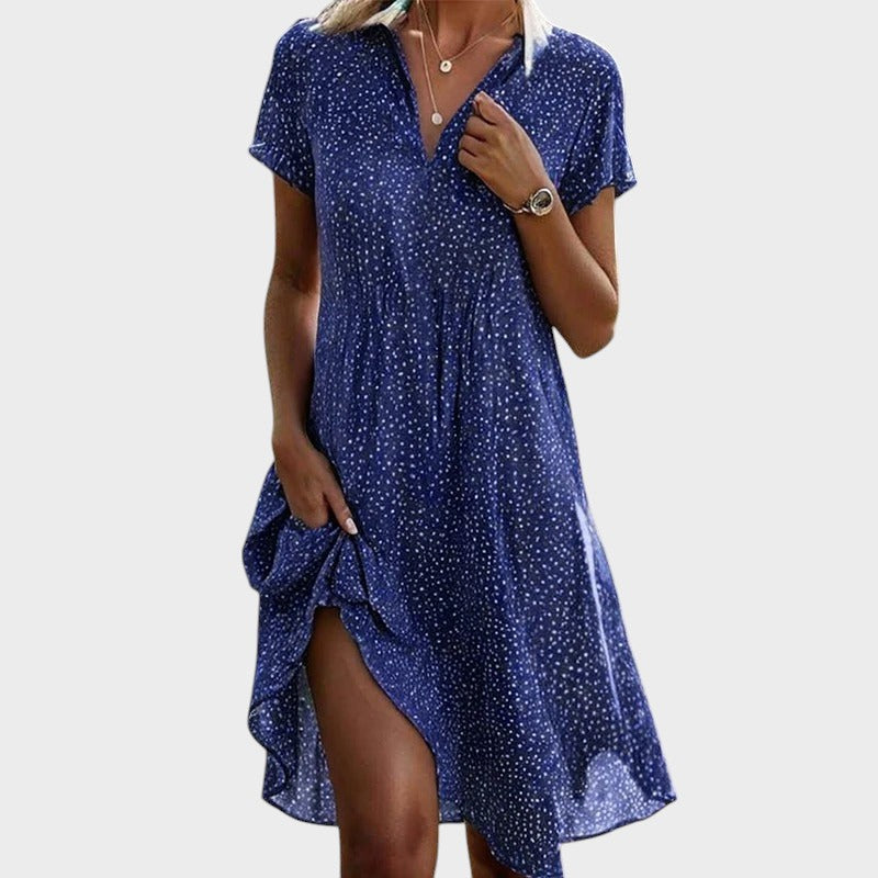 Janina - Elegant and comfortable polka dot midi dress